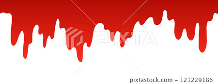 Blood drips background pattern and splatters liquid stain texture. Splashes and drops form. Flat vector illustration isolated 121229186