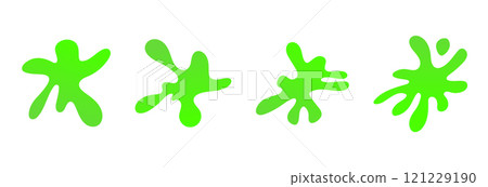 Green slime dripping with splashes and splatters, toxic blobs. Flat vector illustration isolated on white background. 121229190