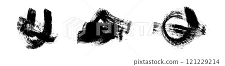 Abstract paint brush strokes grunge texture. Rough lines and shapes stain. Flat vector illustration isolated on white background. 121229214