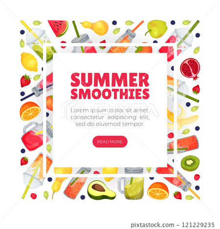 Fresh Smoothie Tasty Drink Banner Design with Bright Juicy Refreshment Vector Template Fresh Smoothie Tasty Drink Banner Design with Bright Juicy Refreshment Vector Template 121229235