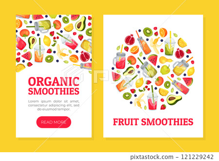 Fresh Smoothie Tasty Drink Banner Design with Bright Juicy Refreshment Vector Template 121229242