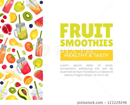 Fresh Smoothie Tasty Drink Banner Design with Bright Juicy Refreshment Vector Template Fresh Smoothie Tasty Drink Banner Design with Bright Juicy Refreshment Vector Template 121229246