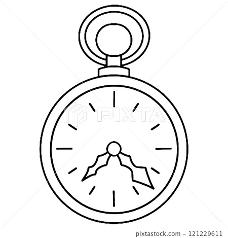 Coloring book. Vector drawing, old pocket watch. vintage	 121229611