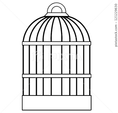 Coloring book. Vector drawing, old bird cage. Vintage illustration Coloring book. Vector drawing, old bird cage. Vintage illustration 121229630