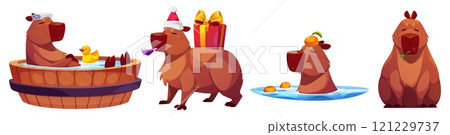 Capybara mascots set isolated on white background 121229737