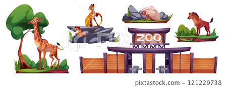 Zoo entrance and African animals set Zoo entrance and African animals set 121229738