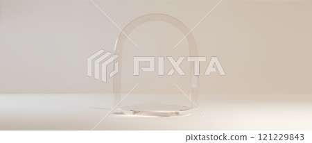 Round podium on light beige background Round podium on light beige background 121229843