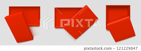 Three red rectangular and square boxes from top Three red rectangular and square boxes from top 121229847