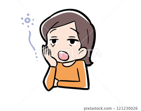 一個女人打著呵欠，看起來很困 121230026