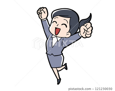 A young woman in a suit who is happy 121230030