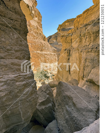 A canyon formed by weathering and erosion of chalk rocks 121230051