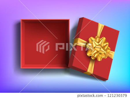 Template red open empty gift box 121230379