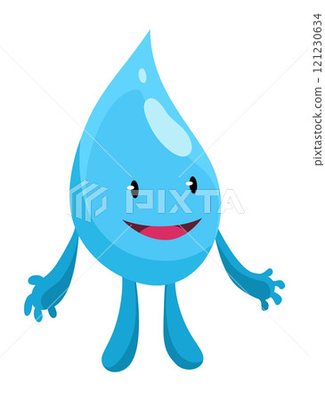 Water drop. Cute aqua character. Sticker for social networks. Cartoon flat vector illustrations isolated on white background Water drop. Cute aqua character. Sticker for social networks. Cartoon flat vector illustrations isolated on white background 121230634