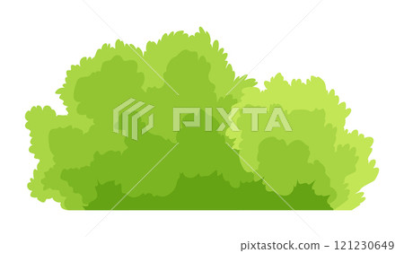 Bush icon. Cartoon forest or park shrubbery. Summer nature cartoon object isolated on white. Landscape scene create element. Vector cartoon illustration 121230649