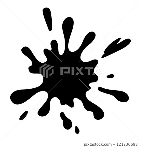 Paint blot. Creative isolated paint brush stroke or spot. Ink smudge abstract shape stain texture. Grunge design element 121230688