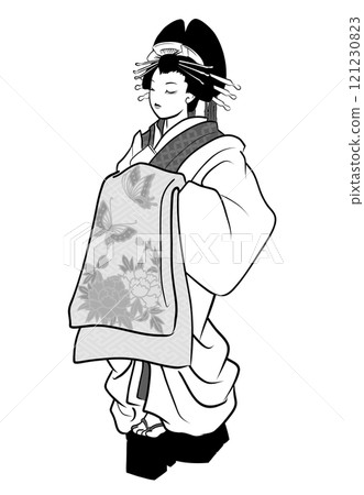 江戶吉原的名妓插圖(單色) 江戶吉原的名妓插圖(單色) 121230823