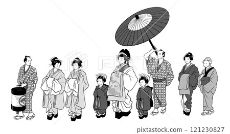 江戶吉原的名妓之旅插圖（單色） 121230827