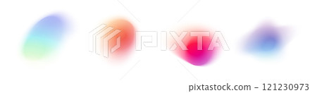 Y2K gradient shapes with blue blur colors. Abstract, fluid color. Flat vector illustration isolated on white. Y2K gradient shapes with blue blur colors. Abstract, fluid color. Flat vector illustration isolated on white. 121230973