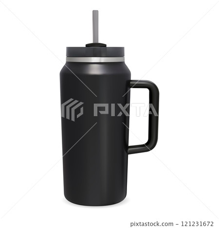 Black plastic travel mug thermo cup with handle Black plastic travel mug thermo cup with handle 121231672