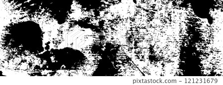 Abstract background with brush strokes and rough paint lines. Geometric black and white pattern with vintage effect. Flat vector illustration isolated 121231679