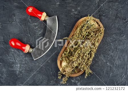 Dried wormwood, Chinese herbal medicine. 121232172