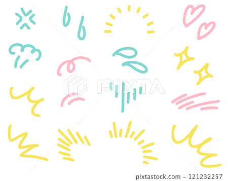 Hand-drawn various cartoon facial expression icon set Emphasis Inspiration Sparkle 121232257