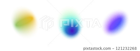 Y2K gradient shapes with blue blur colors. Abstract, fluid color. Flat vector illustration isolated on white. 121232268