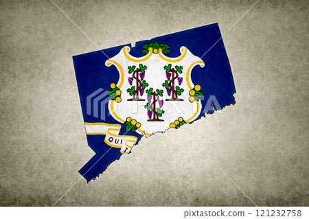 Map of Connecticut with its flag on a paper Map of Connecticut with its flag on a paper 121232758
