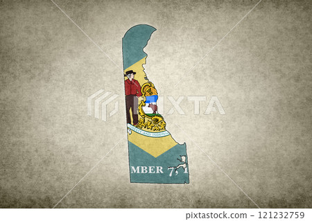 Map of Delaware with its flag on a paper Map of Delaware with its flag on a paper 121232759
