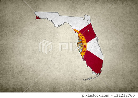 Map of Florida with its flag on a paper Map of Florida with its flag on a paper 121232760
