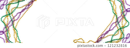 Mardi gras beads on white background Mardi gras beads on white background 121232816