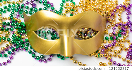 Mardi gras beads isolated on white background Mardi gras beads isolated on white background 121232817