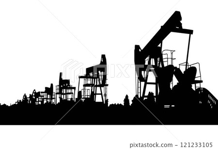 silhouette of gas and Oil refinery Industrial factories with Oil storage tank  121233105