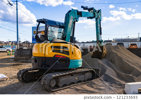 Tokorozawa City Kamegane Shindo Road Construction Work Heavy Equipment Mini Excavator 121233693