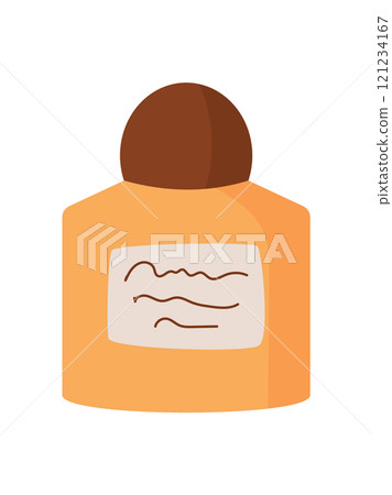 Flat cartoon cosmetic cream bottle representing beauty and organic product. Simple design with smooth shapes and vibrant colors. Ideal for skincare, fashion, spa themes. 121234167