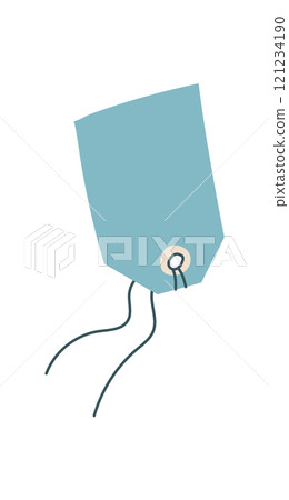 Hand drawn tag and label in cartoon graphic style with envelope and note. Flat design ideal for message mail themes, concept of stationery, communication, creative correspondence. 121234190