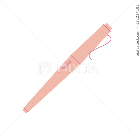 Cute flat pen for writing messages and notes on stationery or card. Pink design, perfect for love on happy occasions and romantic holidays. Ideal creating personalized invitations greetings. 121234193