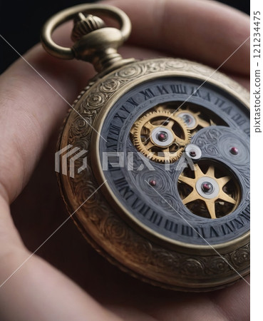 vintage watch mechanism close up 121234475