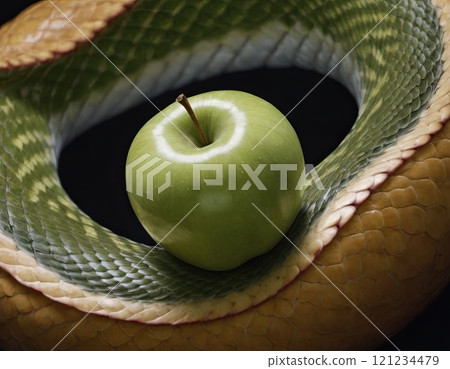 beautiful snake near apple 121234479