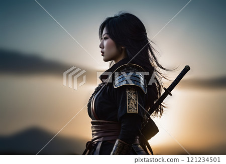asian woman warrior in armor 121234501