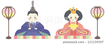 Hina 娃娃插畫 Emiri 和 Hina 娃娃向量素材 121234597