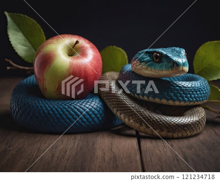 beautiful snake near apple 121234718