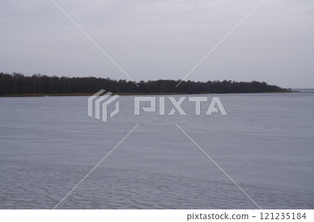 Frozen lake and forest in Goczalkowice town at Silesian district in Poland 121235184