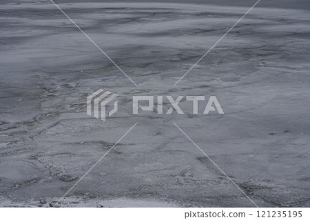 Ice of reservoir in Goczalkowice town at Silesian district in Poland 121235195