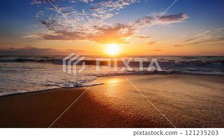 美麗的大海和日出/日落風景材料5 121235203