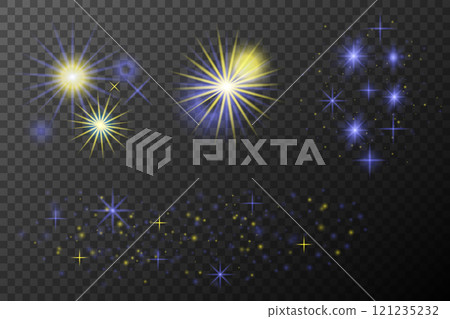 sparkling golden stars on transparent background 121235232