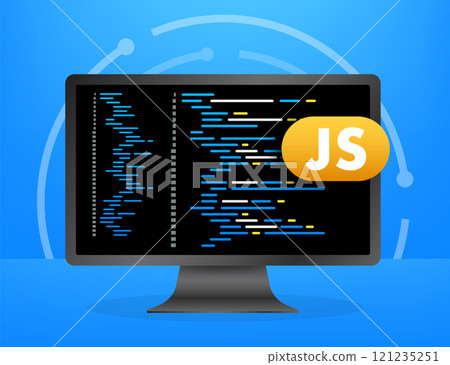 Computer screen displaying javascript code for software development Computer screen displaying javascript code for software development 121235251