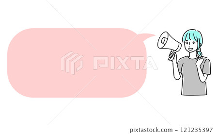 Person speaking with megaphone Person speaking with megaphone 121235397