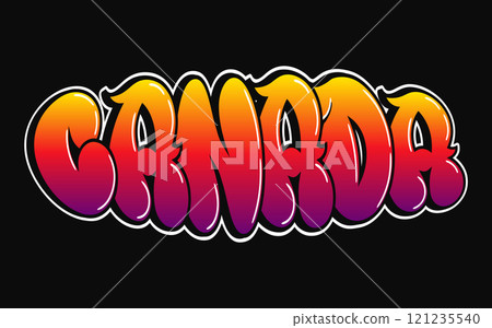 Canada - single word, letters graffiti style. Vector hand drawn logo. Funny cool trippy word Canada, fashion, graffiti style print t-shirt, poster concept 121235540