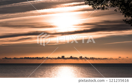 Sunset in Cala Cap Roig of Playa de Aro on the Costa brava of Girona 121235616